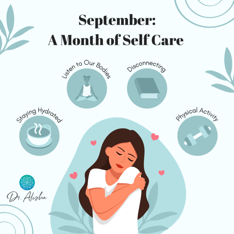 Celebrate National Month of Self-Care with Dr. Alisha Bhatia’s holistic wellness tips, focusing on mental, physical, and emotional self-care.